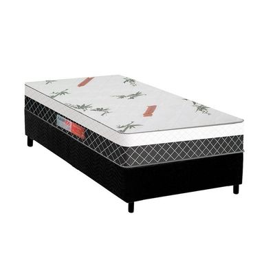 Cama Box Solteiro: Colchão Ortopédico Plumatex D28/Ep Falcon Ultra Firme + Base Black(88X188)