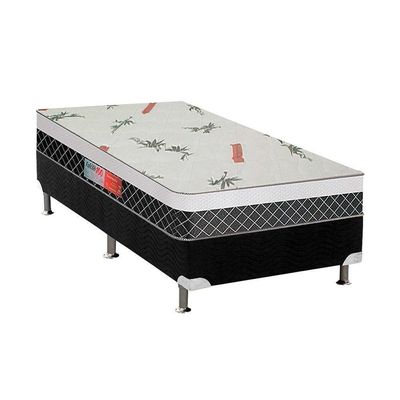 Cama Box Solteiro: Colchão Anatômico Plumatex D28/Ep Falcon Ultra Firme + Base Black(88X188)