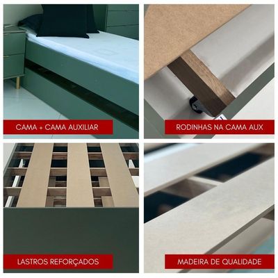 Cama Solteiro Bicama Ditália Cm-20 Verde Oliva
