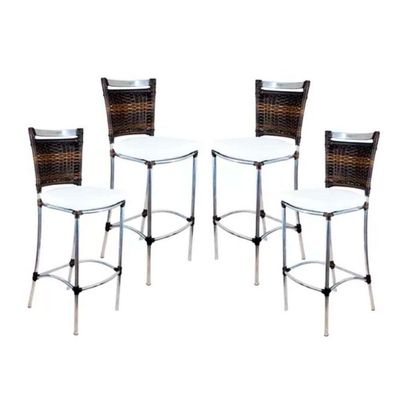 Kit 4 Banquetas Em Alumínio Jk Para Cozinha Trama Original Pedra Ferro