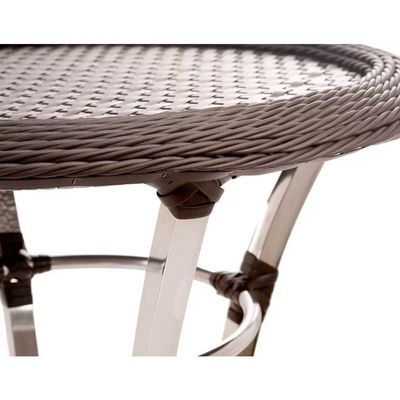 Conjunto 4 Banquetas E Bistrô Cannes Em Alumínio Trama Tabaco