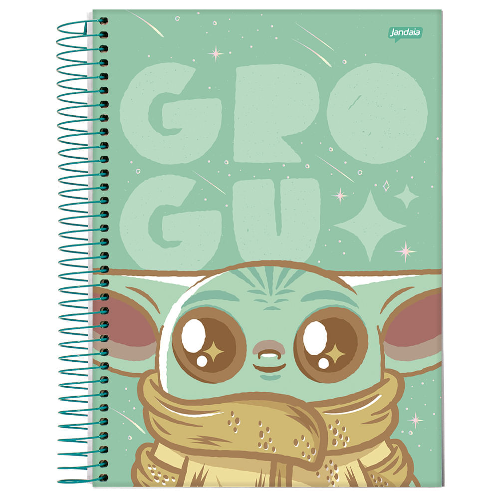 Caderno Espiral Univ CD 1 Matéria 80fls Grogu verde Jandaia