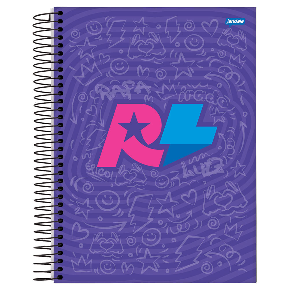 Caderno Universitário 10 matérias 160fls Rafa e Luiz - Iniciais roxo Jandaia