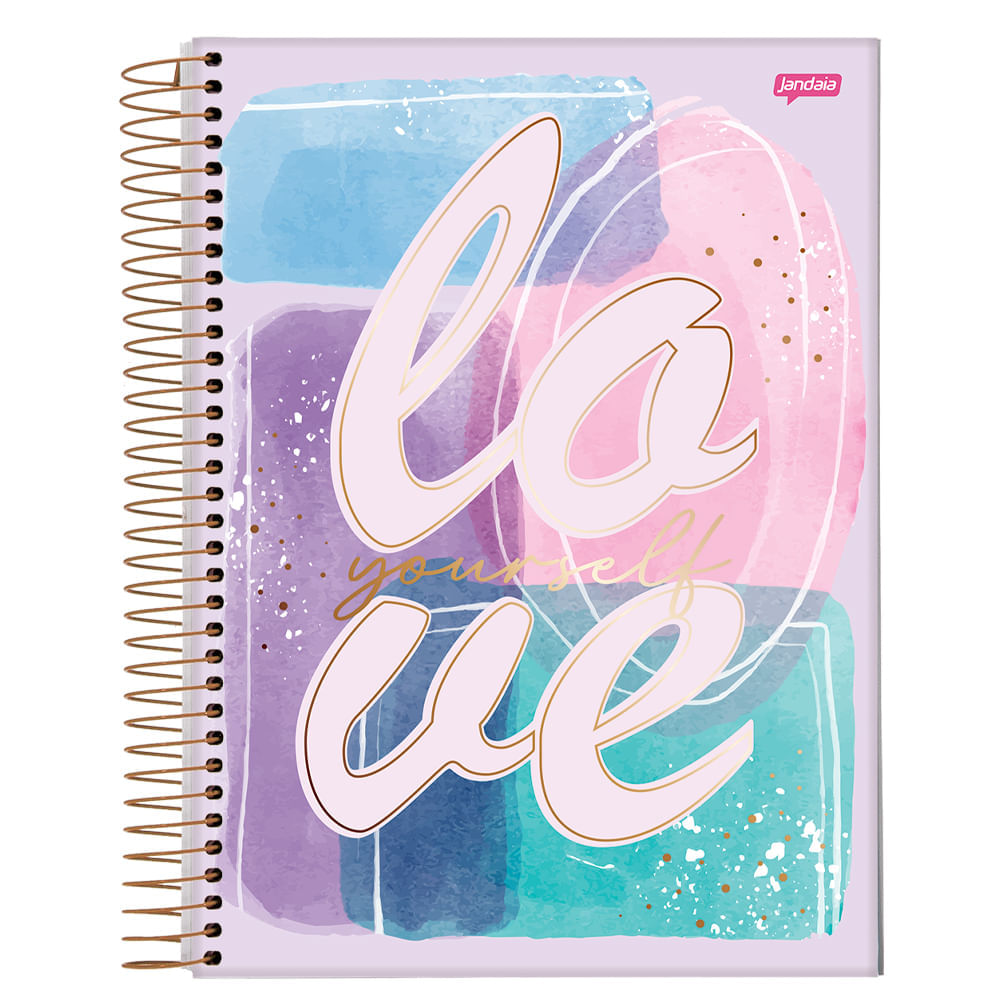 Caderno Universitário 10 matérias 160fls LA Creme Love yourself Jandaia