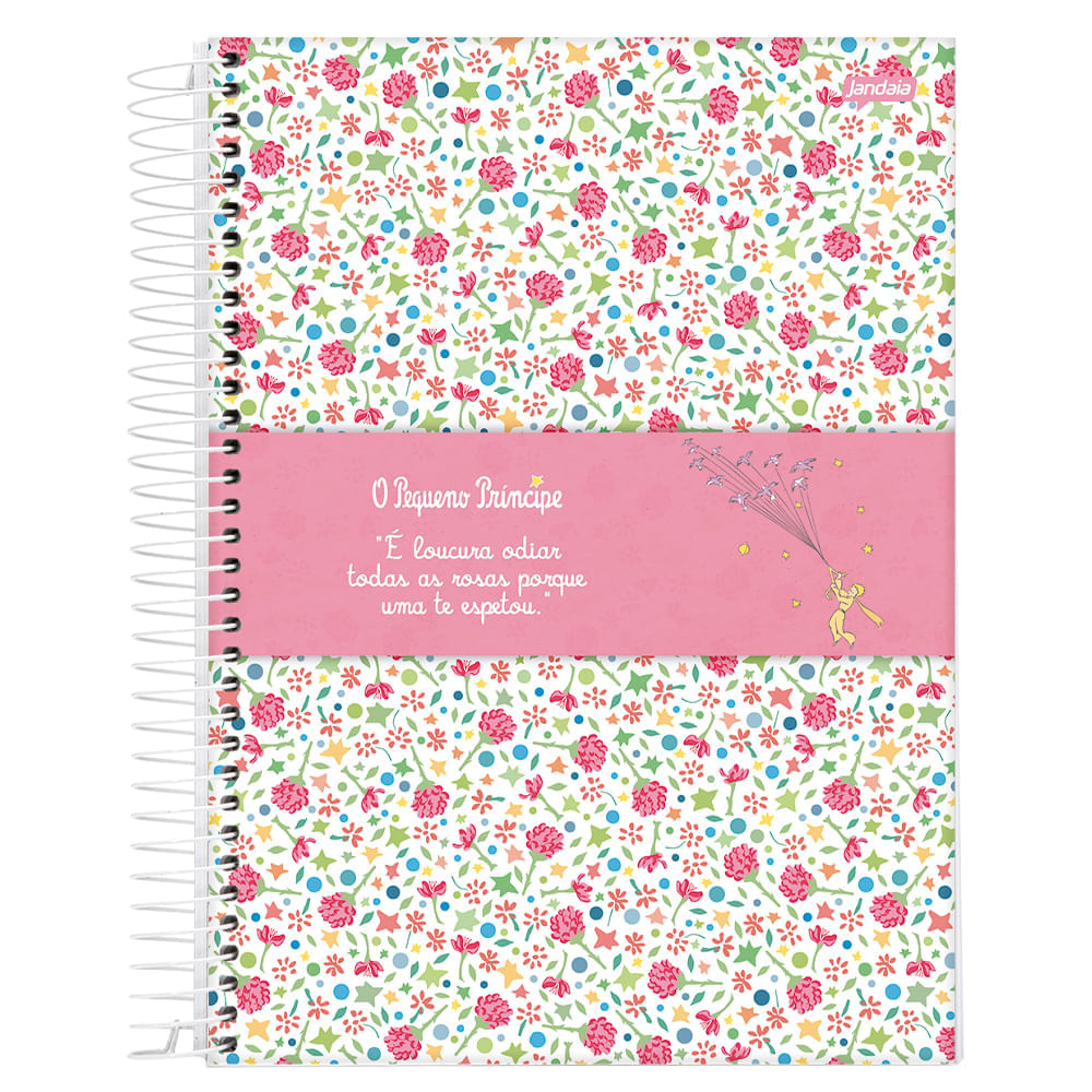 Caderno Espiral Univ CD 1 Matéria 96Fls Pequeno Príncipe flores Jandaia