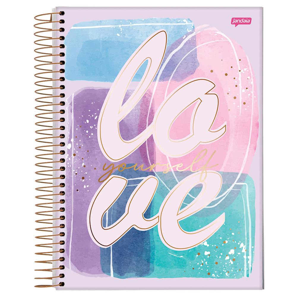 Caderno Espiral Univ CD 1 Matéria 80fls LA Creme Love yourself Jandaia