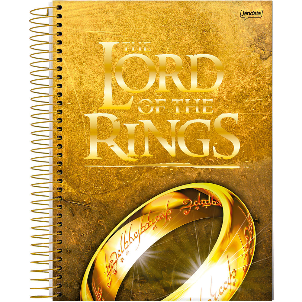 Caderno Universitário 10 matérias 160fls Senhor dos Anéis dourado Jandaia