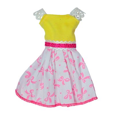 Vestido Para Boneca - Doll Dress Kit 2 Looks - Vermelho C/ Amarelo