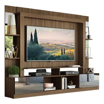 Rack Estante Suporte Tv 65´´ Espelho Madeirado/Preto