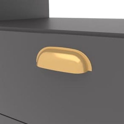 Cozinha Compacta Bartira Pérola com 5 Portas, 2 Gavetas, 1 Gavetão e 4 Prateleiras - 251cm de largura Cinza