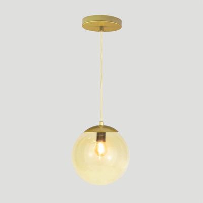 Pendente Globo Esfera De Vidro âmbar 20cm - Ouro