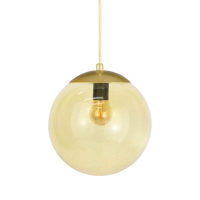 Pendente Globo Esfera De Vidro âmbar 20cm - Ouro