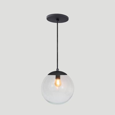 Pendente Globo Esfera De Vidro Cristal 20cm - Preto