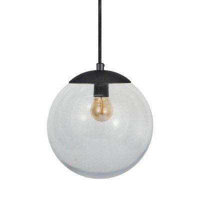 Pendente Globo Esfera De Vidro Cristal 20cm - Preto