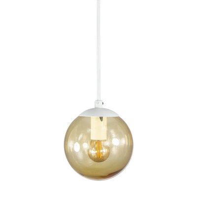 Pendente Globo Esfera De Vidro âmbar 14cm - Branco