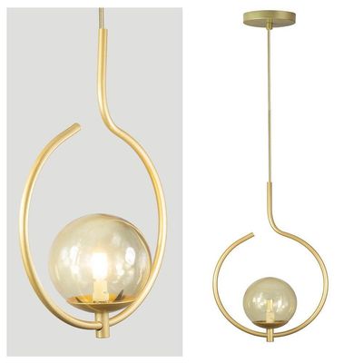 Pendente Lustre On Loop Dourado Com Globo De Vidro Ambar