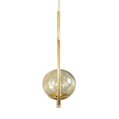 Pendente Lustre On Loop Dourado Com Globo De Vidro Ambar