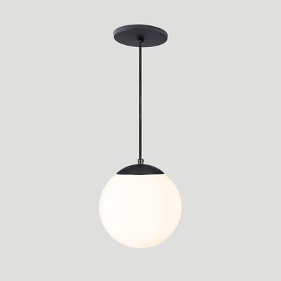 Pendente Globo Esfera De Vidro Branco Fosco 20cm - Preto