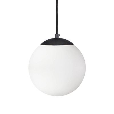 Pendente Globo Esfera De Vidro Branco Fosco 20cm - Preto