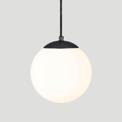 Pendente Globo Esfera De Vidro Branco Fosco 20cm - Preto