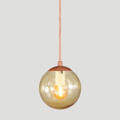 Pendente Globo Esfera De Vidro âmbar 14cm - Bronze
