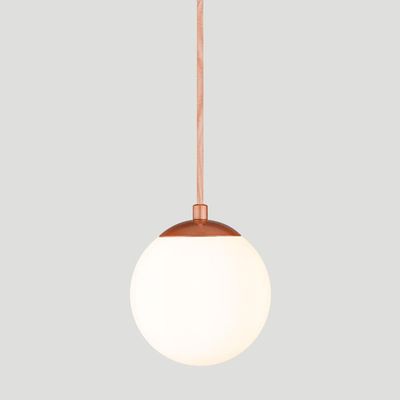 Pendente Bronze C/ Globo De Vidro Branco De 14cm + Led 2w