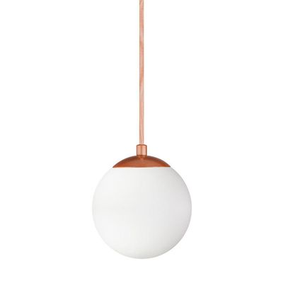 Pendente Bronze C/ Globo De Vidro Branco De 14cm + Led 2w