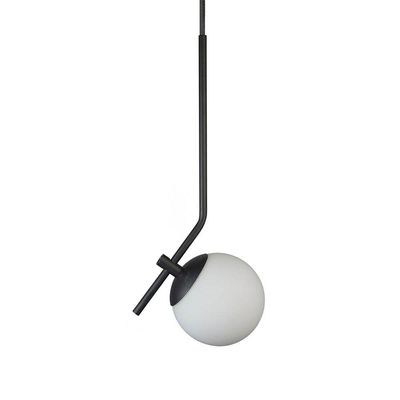 Pendente On Ly Preto Com Globo Esfera De Vidro Branco