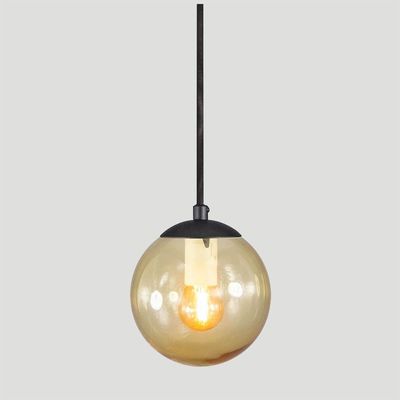 Pendente Globo Esfera De Vidro âmbar 14cm - Preto