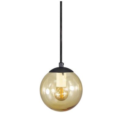 Pendente Globo Esfera De Vidro âmbar 14cm - Preto
