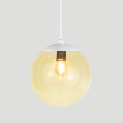 Pendente Globo Esfera De Vidro âmbar 20cm - Branco