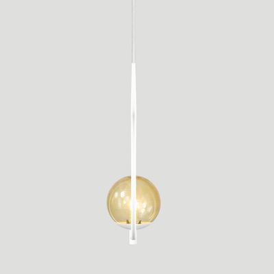 Pendente Lustre On Loop Branco Com Globo De Vidro Ambar