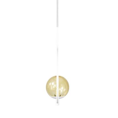 Pendente Lustre On Loop Branco Com Globo De Vidro Ambar