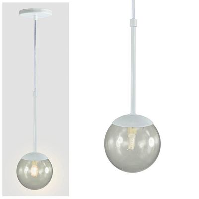 Pendente Globo Esfera De Vidro 12cm - Branco - Vidro Fumê