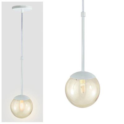 Pendente Globo Esfera De Vidro 12cm - Branco - Vidro Ambar
