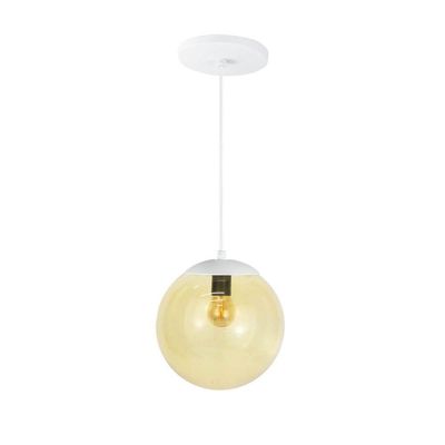 Pendente Globo Esfera De Vidro âmbar 20cm - Branco