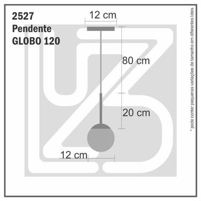 Pendente Globo Esfera De Vidro 12cm - Branco - Vidro Cristal