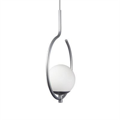 Pendente Lustre On Loop Prata Com Globo De Vidro Branco