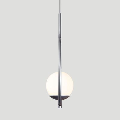 Pendente Lustre On Loop Prata Com Globo De Vidro Branco