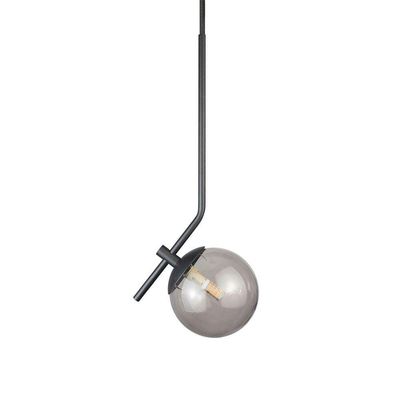 Pendente On Ly Preto Com Globo Esfera De Vidro Fume