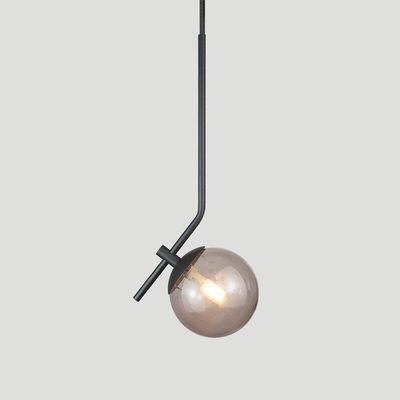 Pendente On Ly Preto Com Globo Esfera De Vidro Fume