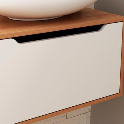 Balcao Gabinete 60 Cm 1 Porta Basculante Bn3646 Amendoa Branco Tecno Mobili Amendoa Branco