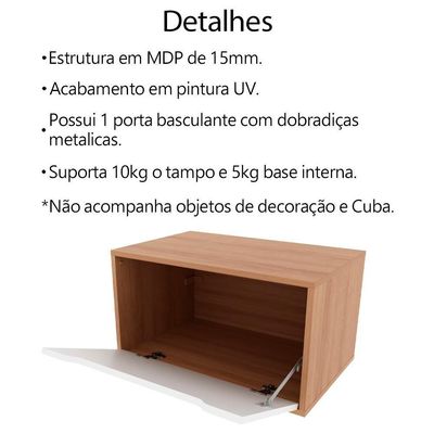 Balcao Gabinete 60 Cm 1 Porta Basculante Bn3646 Amendoa Branco Tecno Mobili Amendoa Branco