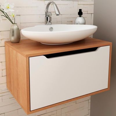 Balcao Gabinete 60 Cm 1 Porta Basculante Bn3646 Amendoa Branco Tecno Mobili Amendoa Branco