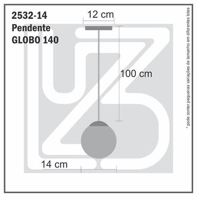 Pendente Bronze C/ Globo De Vidro Ambar De 14cm + Led 2w