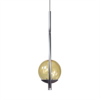 Pendente Lustre On Loop Prata Com Globo De Vidro âmbar