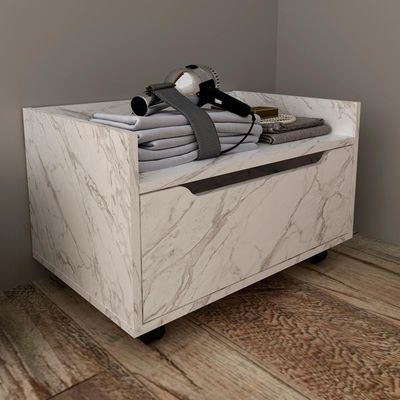 Balcao Gabinete 60 Cm 1 Gaveta E 4 Rodizios Bn3647 Marmore Branco Tecno Mobili Marmore Branco