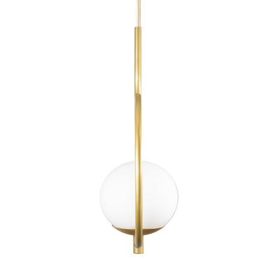 Pendente Lustre On Loop Dourado Com Globo De Vidro Branco