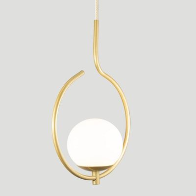 Pendente Lustre On Loop Dourado Com Globo De Vidro Branco
