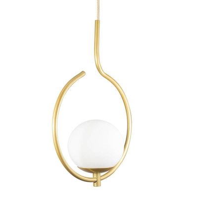 Pendente Lustre On Loop Dourado Com Globo De Vidro Branco